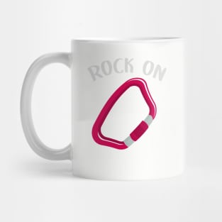 Rock on pink carabiner Mug